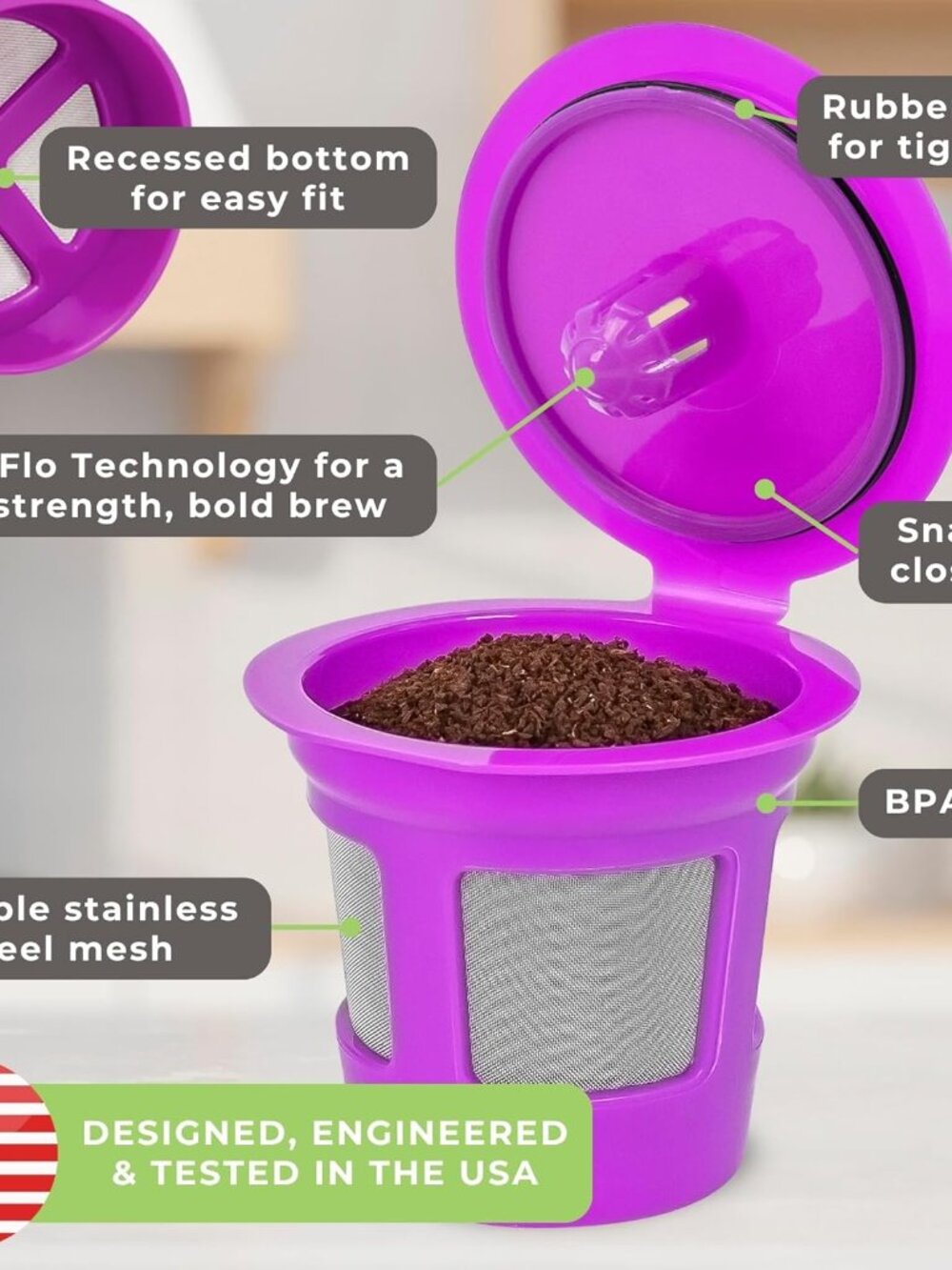 1-Stream Cafe Save Reusable K Cup Pod Coffee Filters - Refillable Coffee Pod Cap - Picture 7 of 9